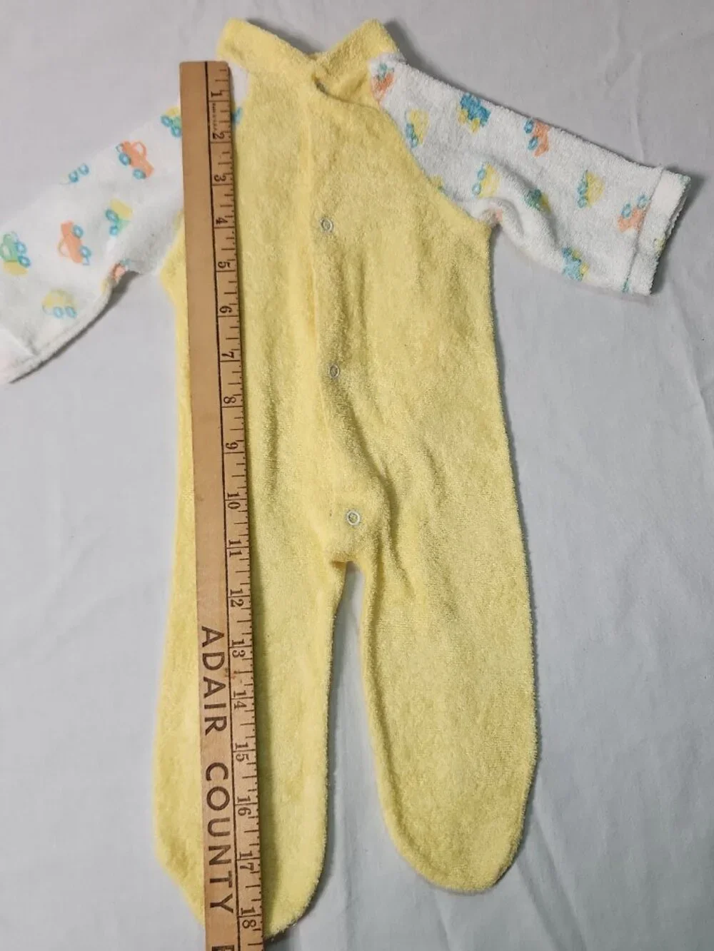 Kent Baby Yellow Footed Sleeper Terry Cloth Medium Cars Trucks VTG